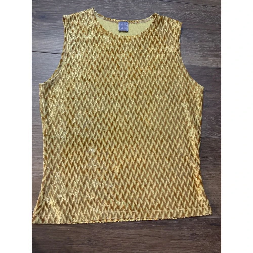 Vintage 90s Y2K Hanky Panky Velvet Mustard 3d   Tank Top Small USA